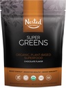 Super Greens #1 Green Superfood Powder.com 100% USDA Organic Non-GMO Vegan Supplement.com 20+ aliments entiers (spiruline, blé, orge), probiotiques, fibres et enzymes (original, 30 portions) (chocolat)