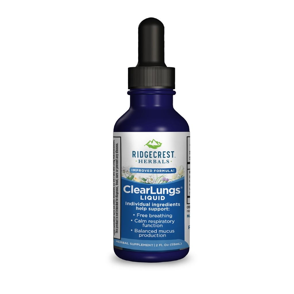 Ridgecrest Herbals ClearLungs Liquid Herbal Wellness Supplement, sans alcool orange pour les adultes et les enfants, formule pulmonaire naturelle (2 fl oz, 29 portions)