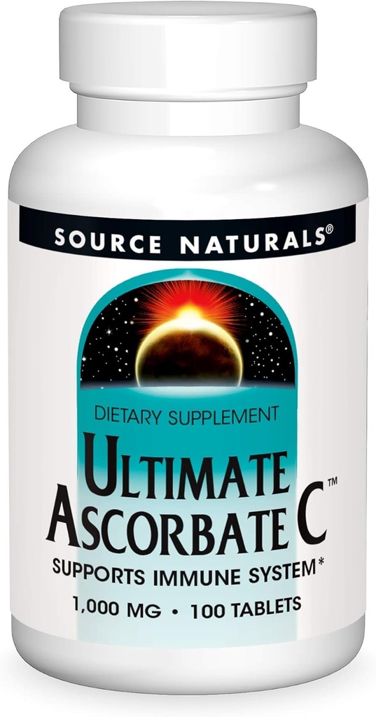 Source Naturals Ultimate Ascorbate C - Vitamine C - 2000 mg Supporte le système immunitaire - 100 comprimés