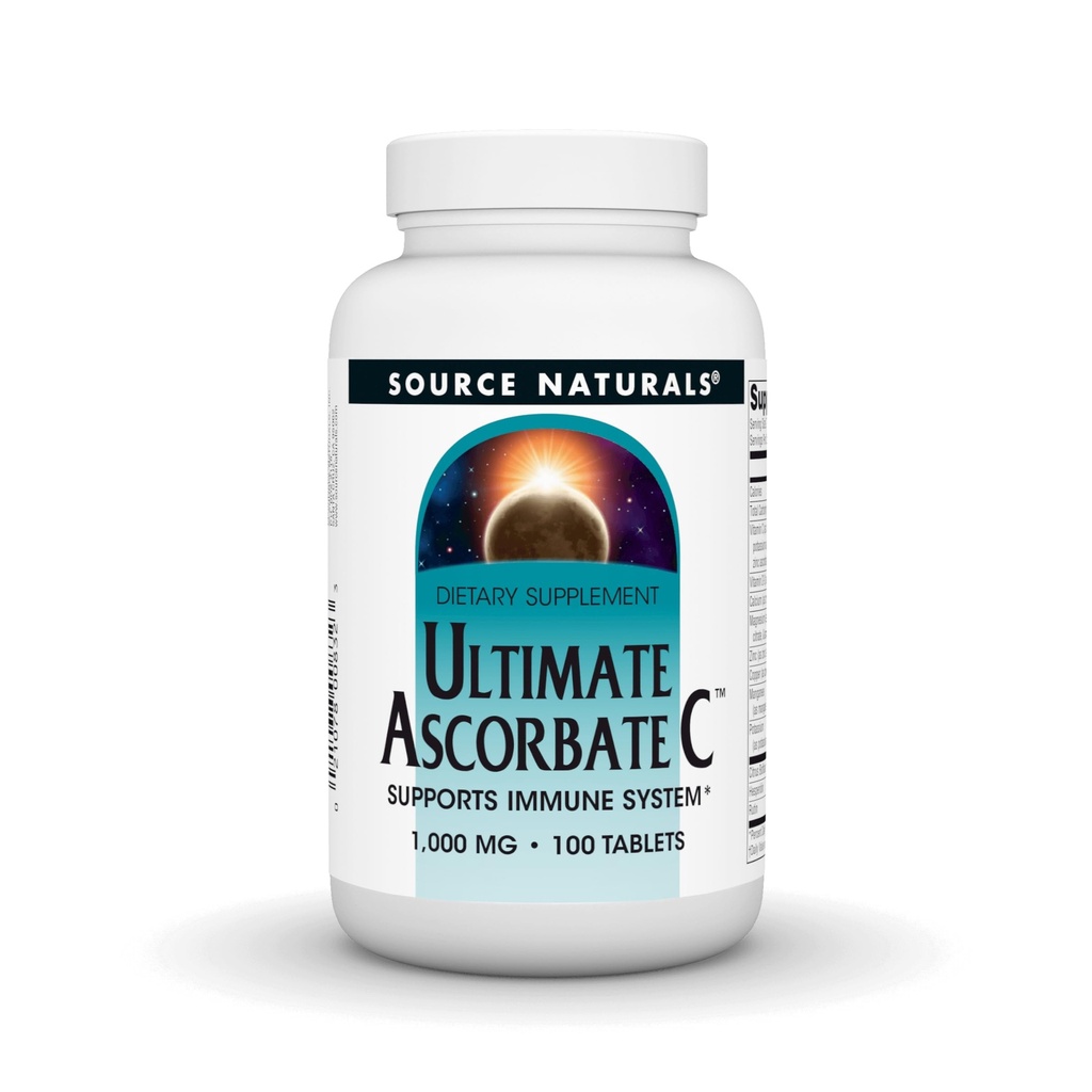 Source Naturals Ultimate Ascorbate C - Vitamine C - 2000 mg Supporte le système immunitaire - 100 comprimés