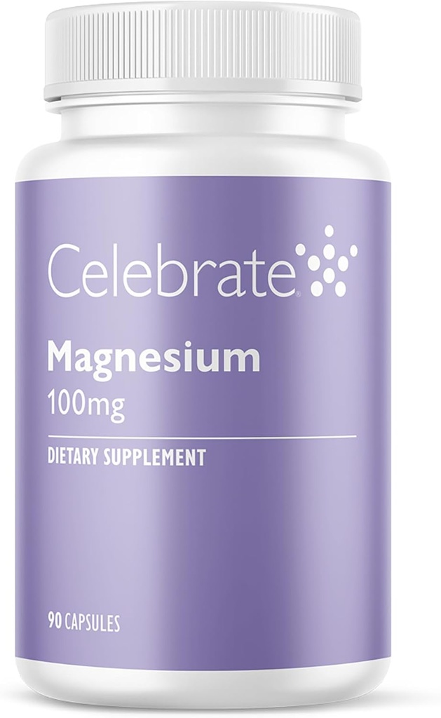 Celebrate Vitamins Magnesium - 100 mg Chelated Magnesium Bisglycinate Capsules for Sleep Support and Muscle Cramp Defense, Vegan and Gluten Free, 90 Count