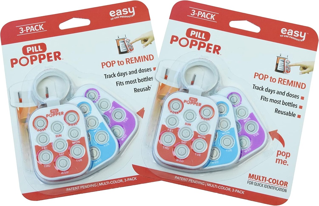 Pull Popper - Memory Aid Médicament Dose Tracker (6 Pack)