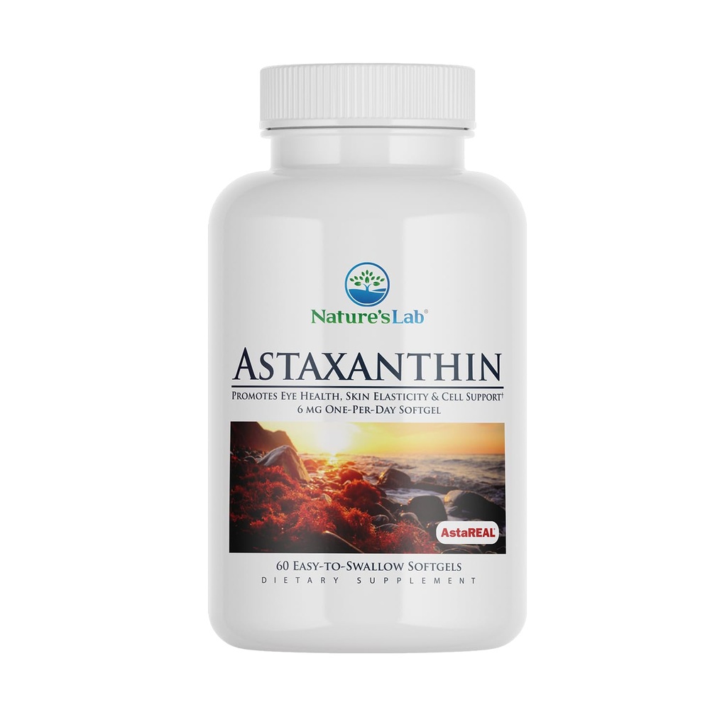 Lab Nature AstaREAL Astaxanthine - 6mg d'antioxydants potentiels - 60 capsules (2 mois d'approvisionnement)