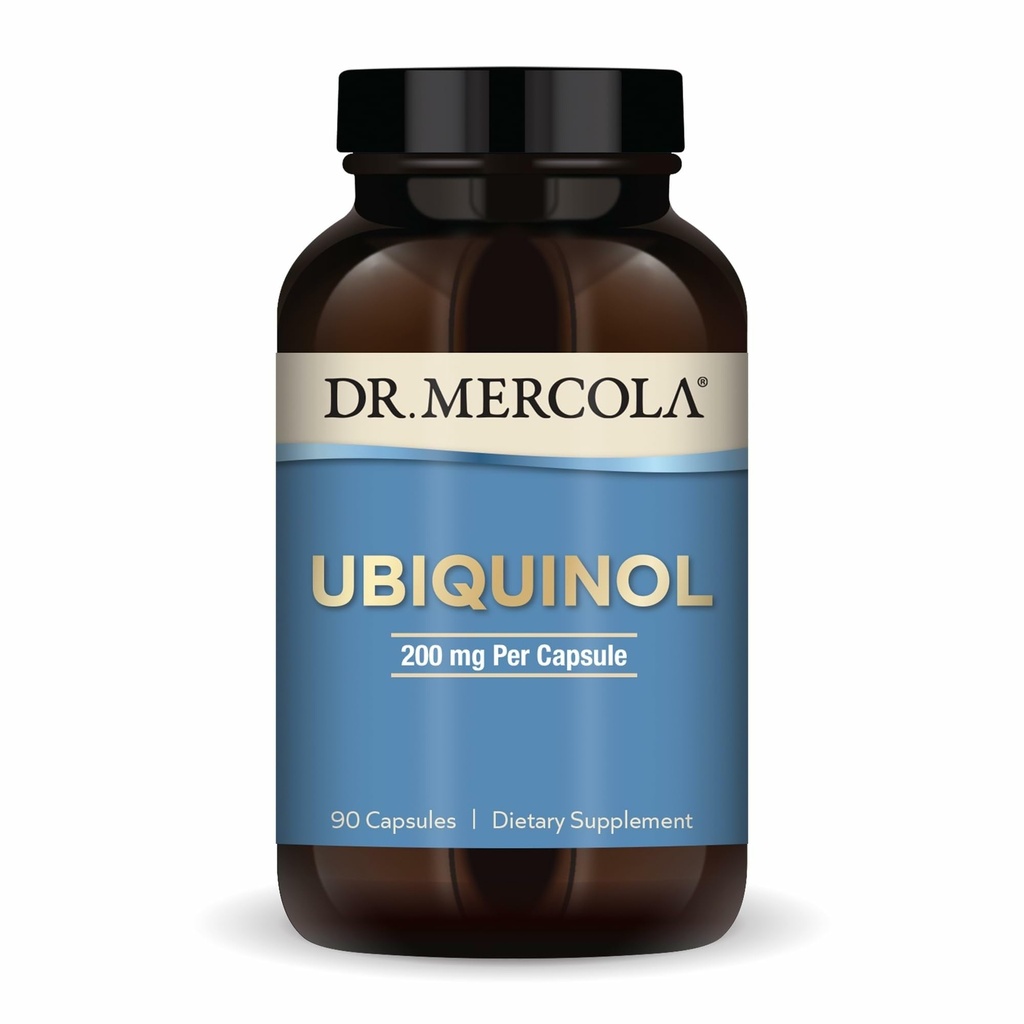 Dr. Mercola Ubiquinol, 90 portions (90 capsules), 200 mg par gélule, supplément alimentaire, soutient la production d'énergie, non-OGM