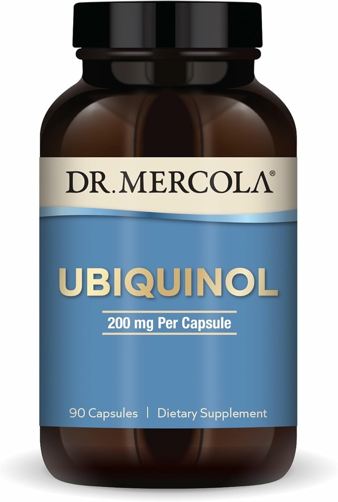 Dr. Mercola Ubiquinol, 90 portions (90 capsules), 200 mg par gélule, supplément alimentaire, soutient la production d'énergie, non-OGM