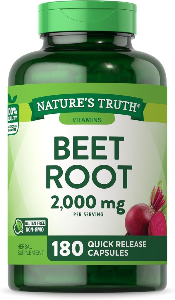 Nature's Truth Beet Root Capsules | 2,000mg | 180 Count | Non-GMO and Gluten Free Supplement