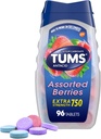 TUMS Extra Strength Assortiment de baies Comprimés antiacides pour le soulagement des brûlures d'estomac, 96 nombre