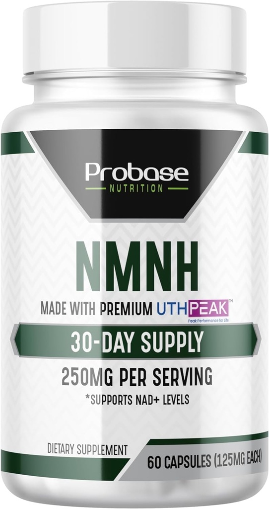 Supplément NMNH Uthpeak NAD 250mg - Dose recommandée pour le vieillissement en santé, un supplément de concentration de mémoire pour le soutien de la fonction cognitive (60 capsules) - Alternative à NR, NAD, Quercetin et Fisetin