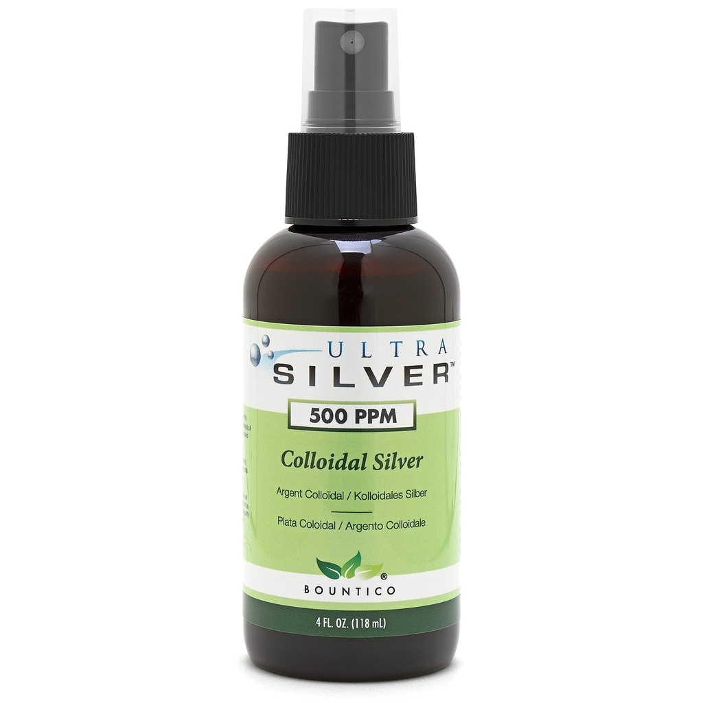 Ultra Argent Colloïdal Argent , 500 PPM , 4 Once , Vaporisateur Fine Mist