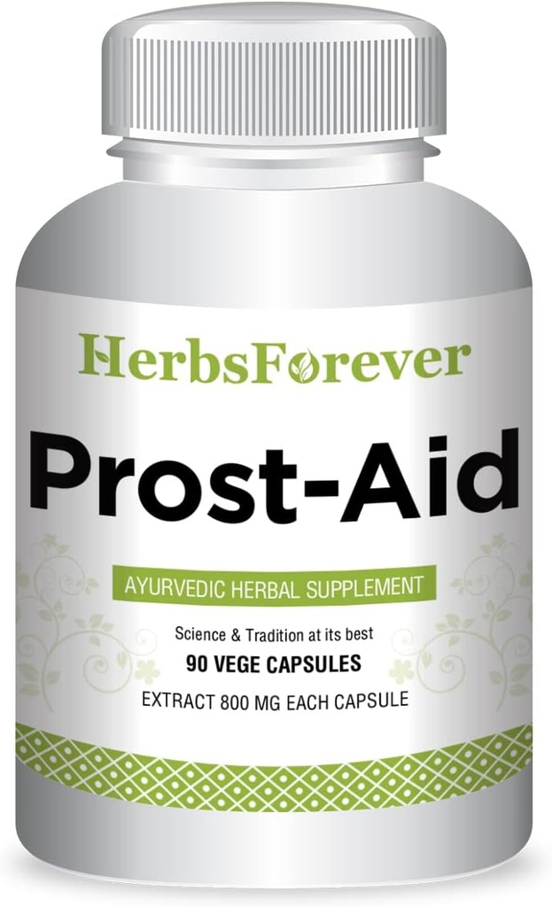 Herbsforever Prostaid Ayurvedic Herbal Supplement for Men’s Wellness | 90 Veggie Capsules, 800mg Each, Natural Support for Overall Health & Vitality