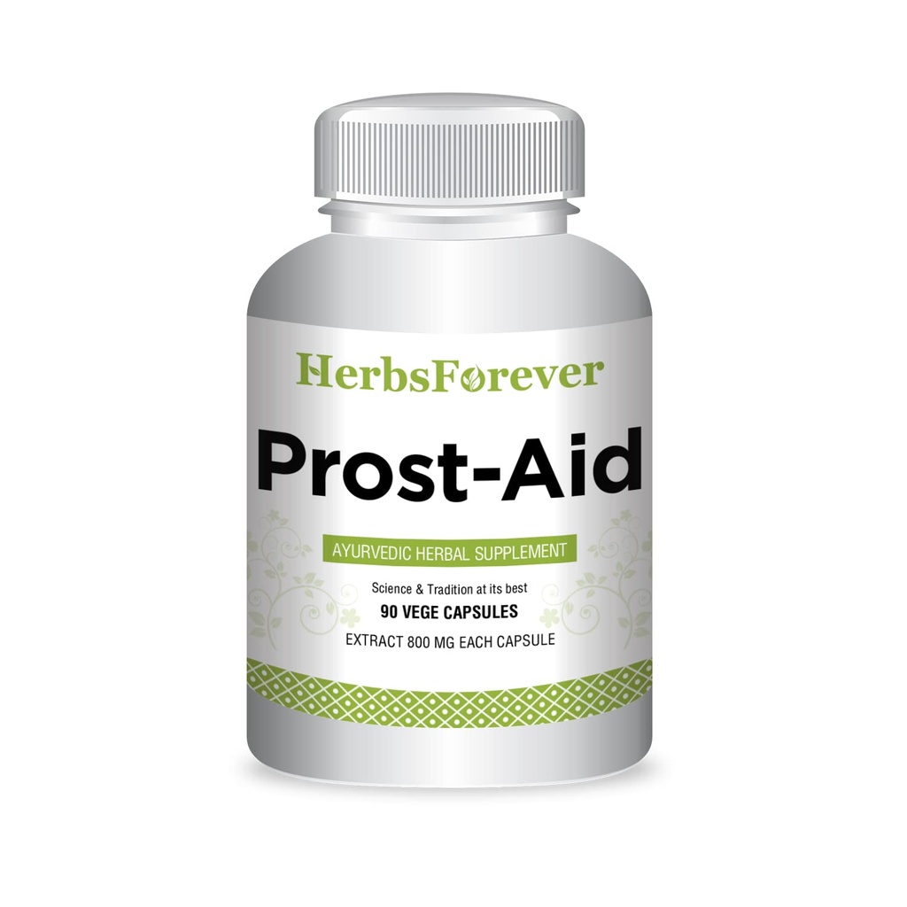 Herbsforever Prostaid Supplément à base de plantes ayurvédiques pour les hommes Bien-être. 90 Capsules de légumes, 800mg chacune, soutien naturel pour la santé globale et la vitalité