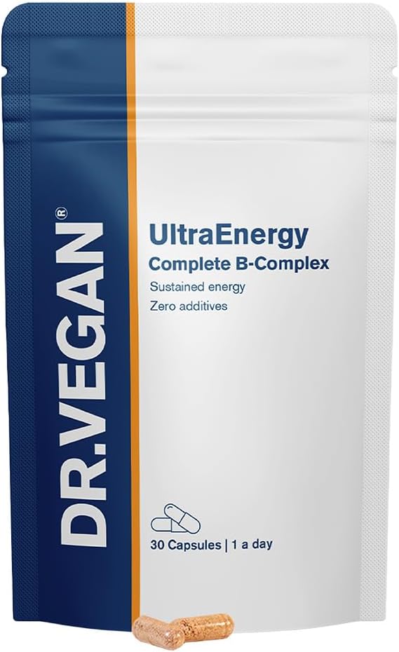 DR.VEGAN UltraEnergy.Complexe vitaminique B à haute résistance, 30 capsules amies des végétaliens.