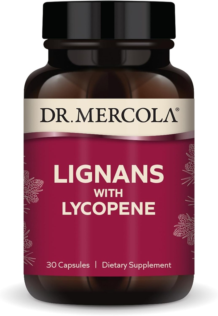 Dr. Mercola Lignans with Lycopene Supplement, 30 Servings (30 Capsules), Non GMO, Soy Free, Gluten Free