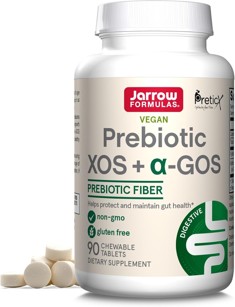 Jarrow Formulas Prebiotic XOS + GOS Prebiotic Fiber, Supplement for Gut Support, 90 Chewable Gut Health Tablets, 30 Day Supply