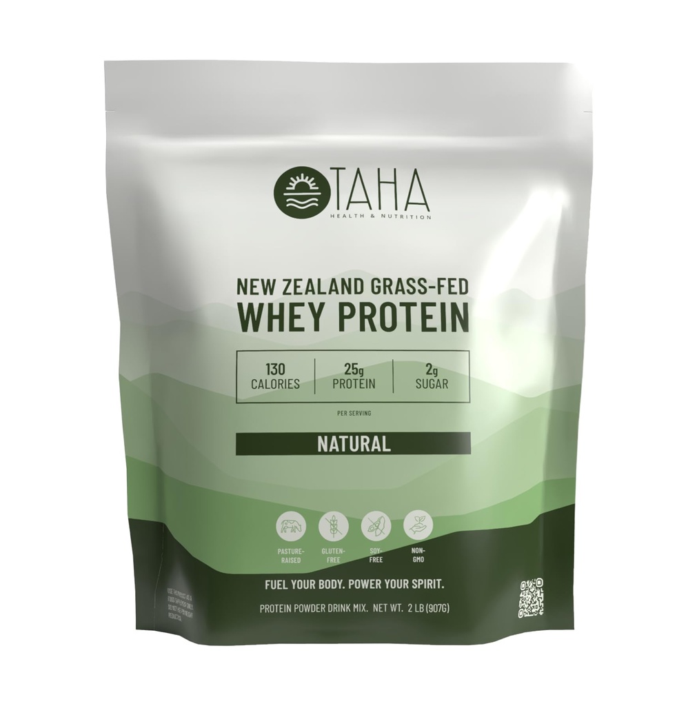 Taha Santé et nutrition Poudre de concentré de protéines de lactosérum naturel, 25g de protéines, 140 calories, 2g de sucre.