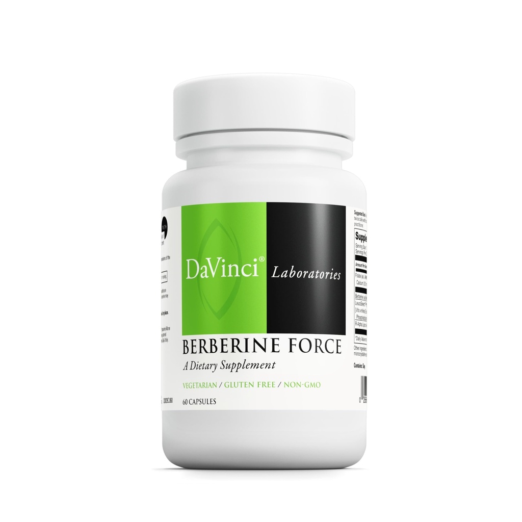 DAVINCI Labs Berberine Force - Soutient le système immunitaire et la santé cardiaque avec Berberine, Folate, R-Alpha Acide lipoïque et extrait de graines de raisin - Aides Production GLP-1* - Végétarien, sans gluten - 60 Compte