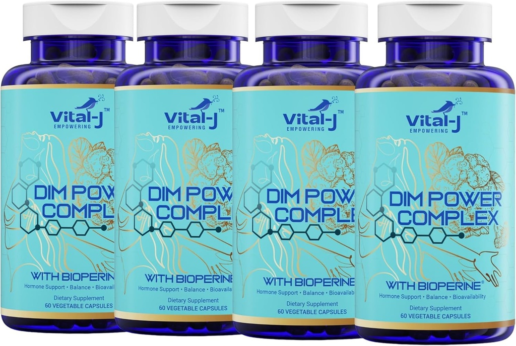 4-en-1 DIM Potent Complex 300mg - Estrogène équilibre et métabolisme, énergie et ménopause supplément de soutien avec biopérine (x4), extrait de calcium et de brocoli - pour les femmes et les hommes 120 portions