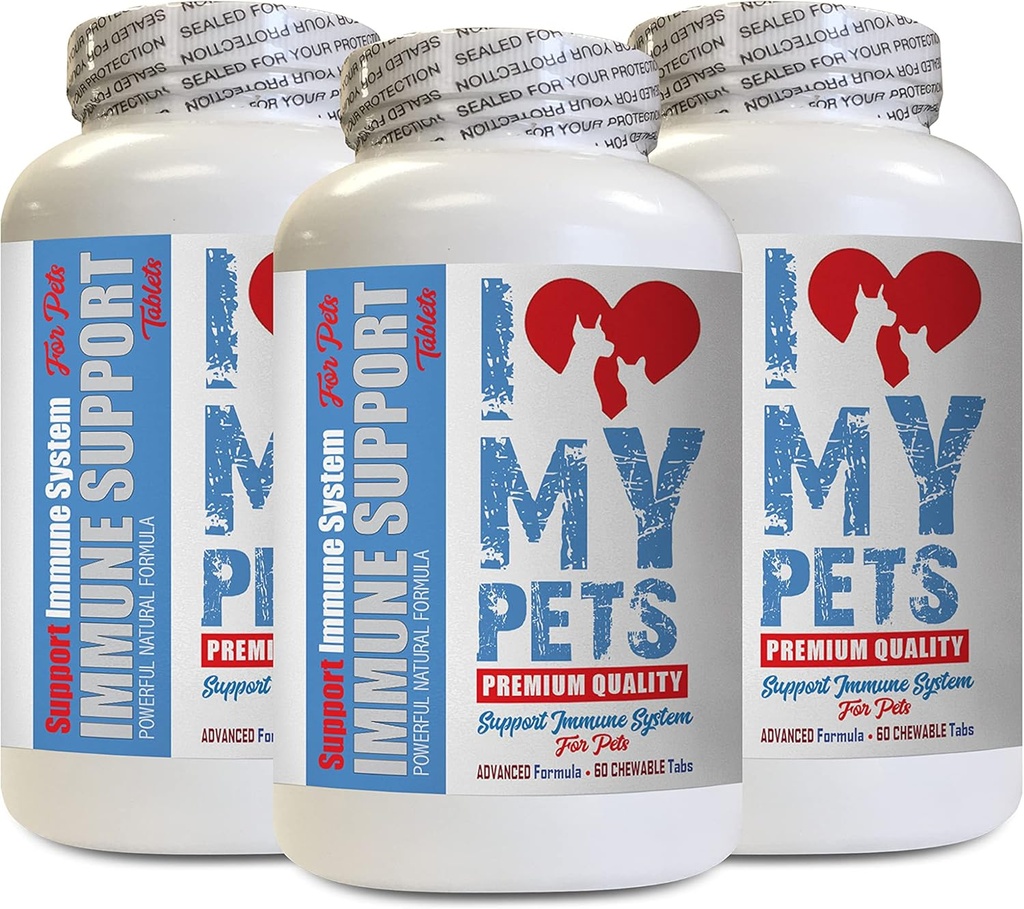 I LOVE MY PETS LLC chat Immuni System Boost - PET Immuni Support - Chiens et chats - Booster - Healthy - Sélénium pour chats - 180 Treats (3 bouteilles)
