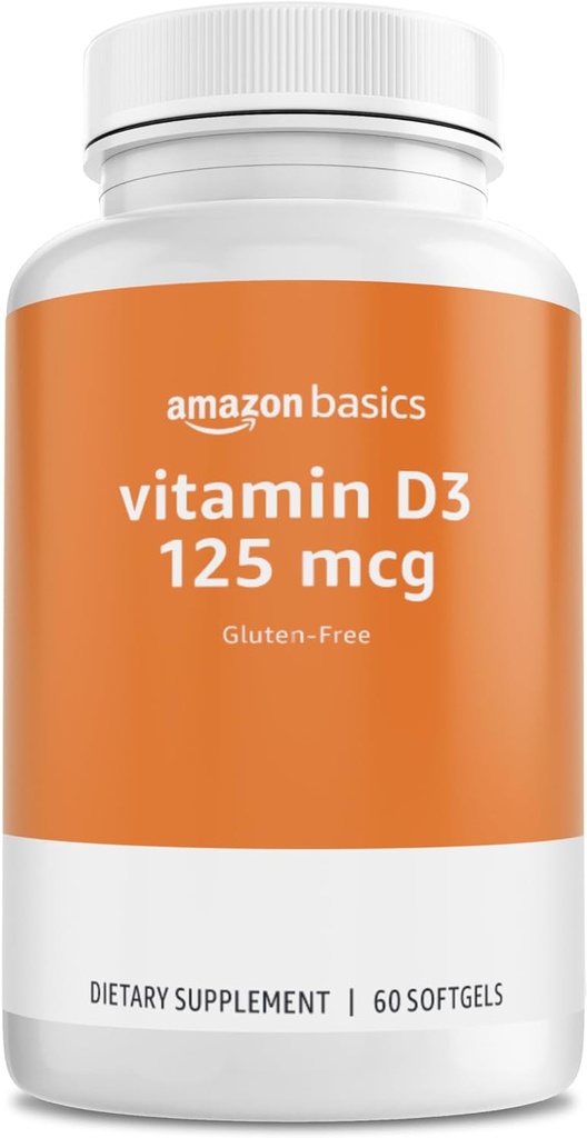 Bases - Vitamine D3, 125 mcg, 60 Softgels (1 par portion), Sans gluten
