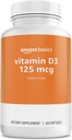 Amazon Basics - Vitamin D3, 125 mcg, 60 Softgels (1 per serving), Gluten Free