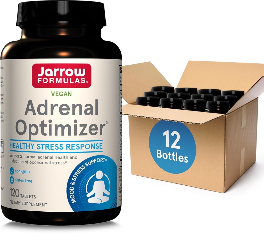 Formules de Jarrow Optimizer adrénal avec Ashwagandha, Camomile et Schizandra Extrait, soutient la réduction du stress occasionnel, 120 comprimés végétaliens, 60 jours d'approvisionnement (Pack OF12)