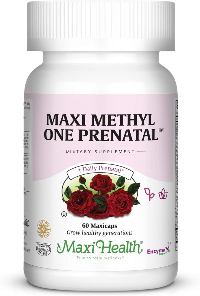 Maxi 1 par jour Formule prénatale avec folate de méthyle et fer doux, 60 Nombre