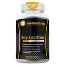 Lécithine de soja Capsules 1200mg (Un par jour, 100 Softgels) Supplément de soutien immunitaire Riche en Phospholipides soutient le métabolisme, le cerveau et la santé cardiaque et fonctions cellulaires Fabriqué aux États-Unis Non-OGM par Neonutrix