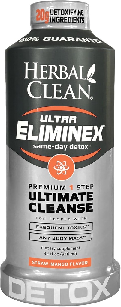 Nettoyer les plantes le même jour Ultra Eliminex Detox Cleanse Drink* (32 fl oz) - Flacon de paille-Mango Nettoyer le corps complet Detox Drink with Milk Thistle Seed* for high Taxin*, Vitamine B12 for Men & Women