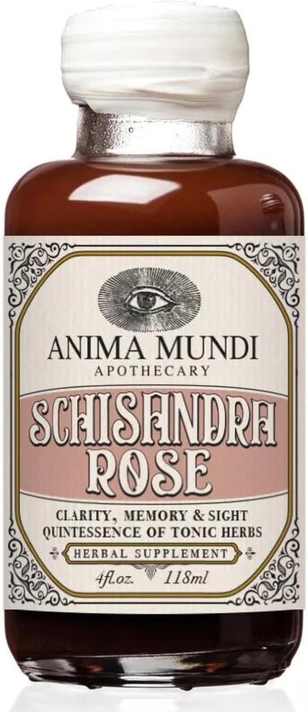 Anima Mundi Apothecary Schisandra Rose Elixir - Liquid Schisandra Berry Adaptogen Supplement with Wildcrafted Rose Petals for Liver and Kidney Support - Anima Mundi Beauty Supplements (4oz / 120ml)