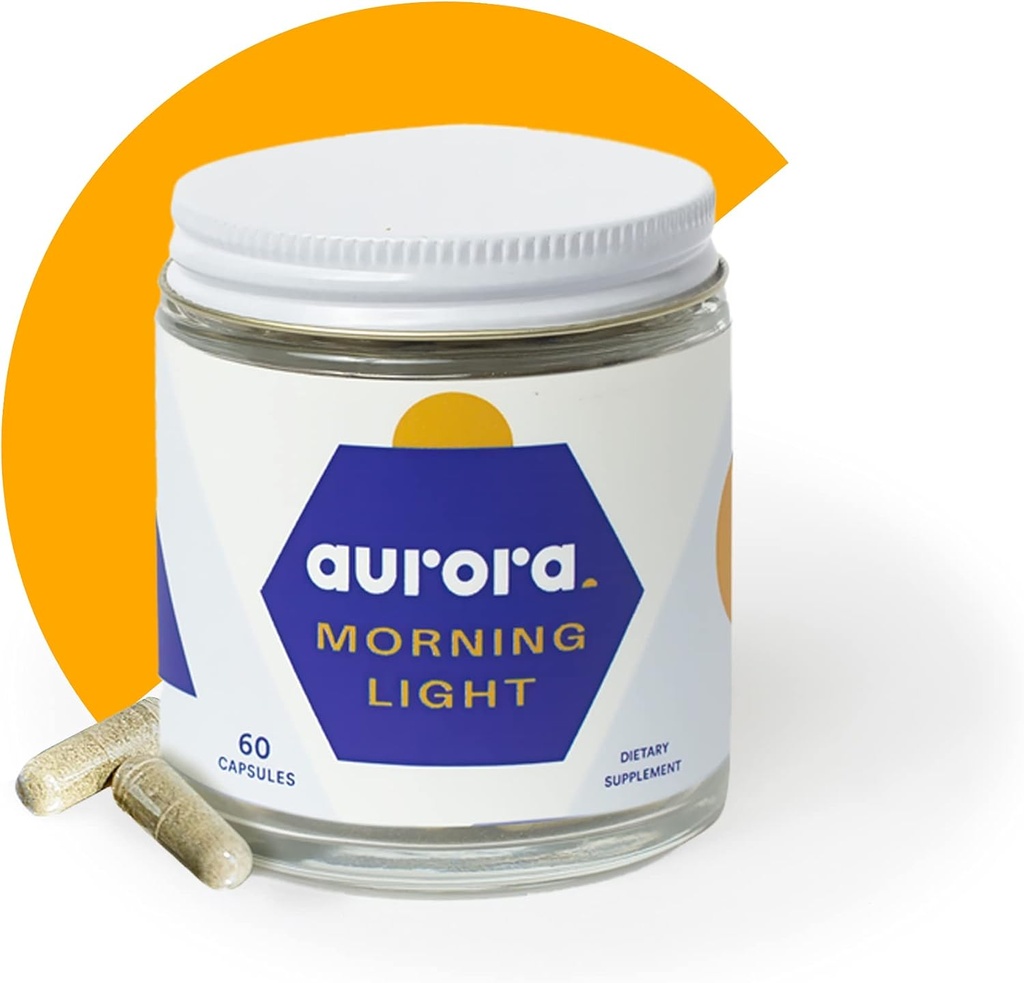 Lumière matinale, booster cerveau tout naturel, booster immunitaire et supplément énergétique, avec Ashwagandha, Saint Basilic, Maca Root, et complexe de vitamine B, 60 capsules - Aurora