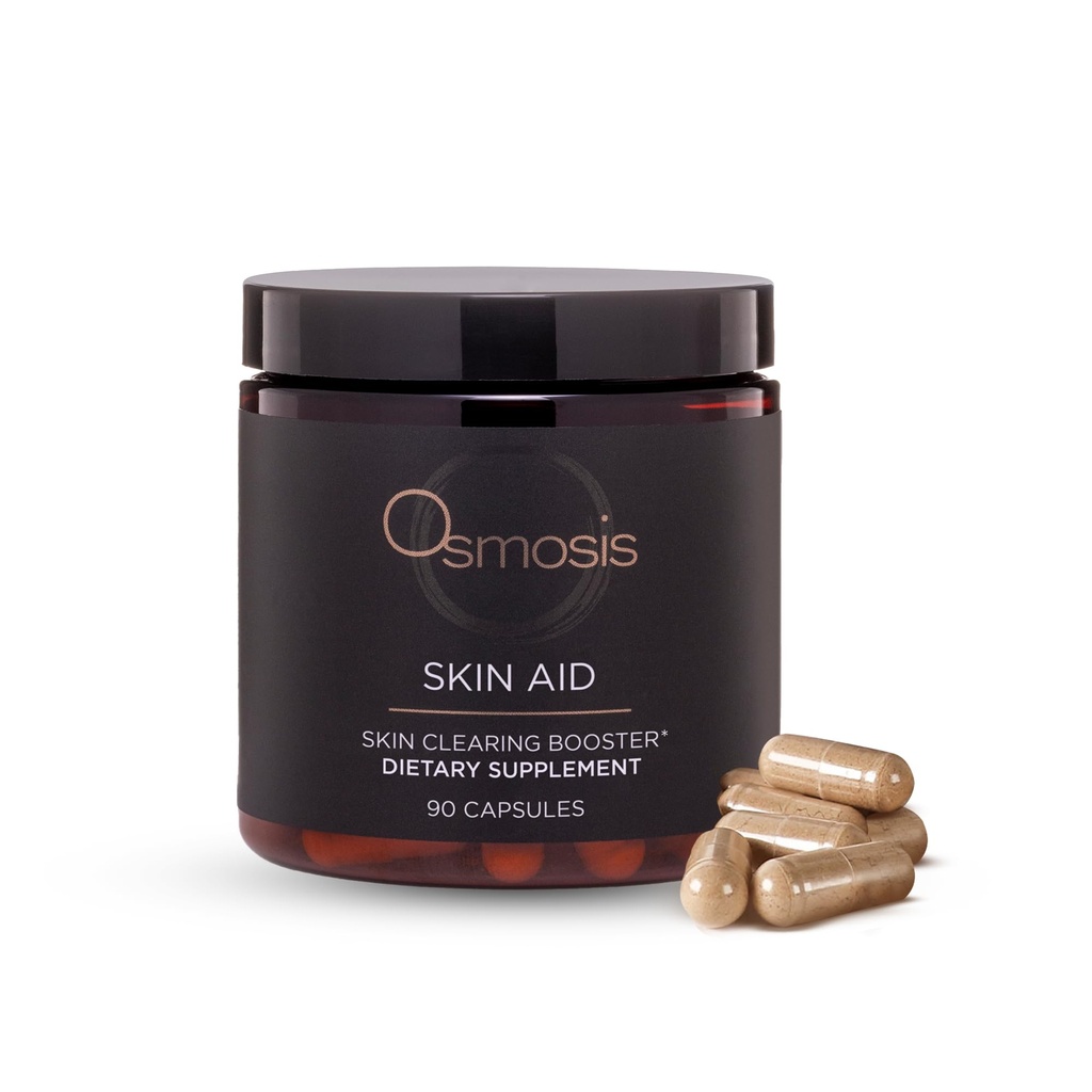 OSMOSIS Skin Aid, Microbiome & Vitamin A, Blemish Prone Skin, 90 Count | Organic Triphala & Psyllium boost immunity & antioxidant protection for clearer skin, take 3 capsules 2 times daily