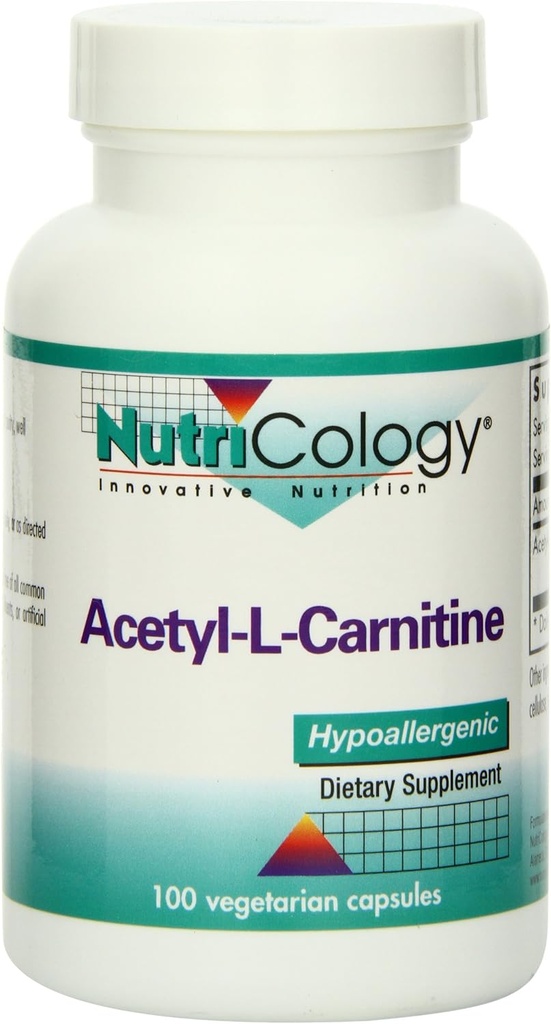 Nutricology Acetyl-L-Carnitine 500mg Supplement - Metabolism and Energy Support, ALC, Free Form Amino Acid, Vegetarian Capsules - 100 Count