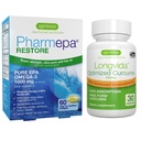 Pharmepa Restore & Longvida Lipidated Curcumin 500mg Bundle, 1000mg Pure EPA Omega-3 Huile de poisson et Ultra Biodisponible Curcumine, par Igennus