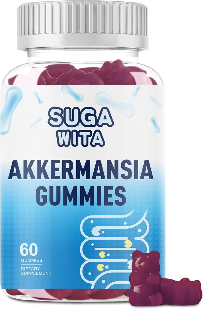 GLP-1.0 Akkermansia Probiotics Supplément Gummies, Akkermansia Muciniphila 100 Million AFU avec Inulin 400mg, soutient la digestion & Gut pour les hommes et les femmes, 60 comtes