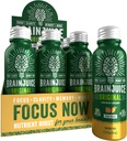 BrainJuice Brain Support du cerveau Shot, Gluten sans supplément shots pour l'énergie et la focus, boissons saines avec Alpha GPC, vitamine B et extrait de thé vert biologique caféine, pêche mangue, 2,5 fl oz, 12 Pack