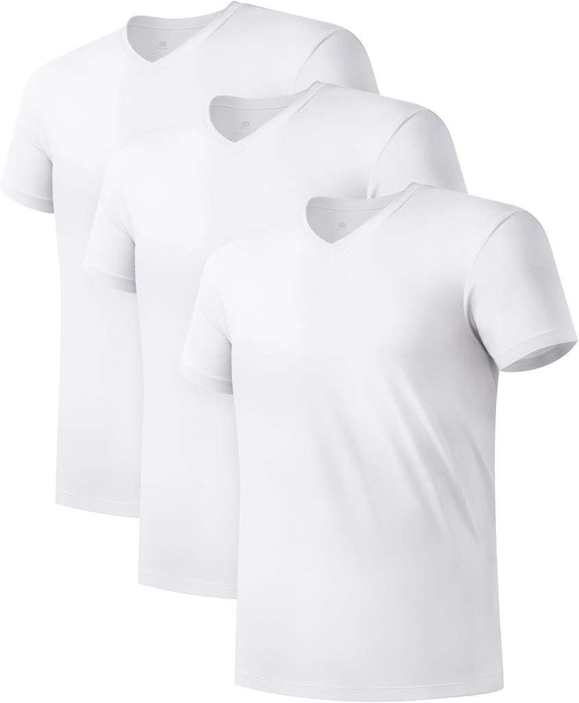 DAVID ARCHY Sous-vêtements Homme Micro Modal Ultra Soft T-shirts Stretch Moisture-Wicking Col rond/V-Neck Tees pour Homme, 3-Pack