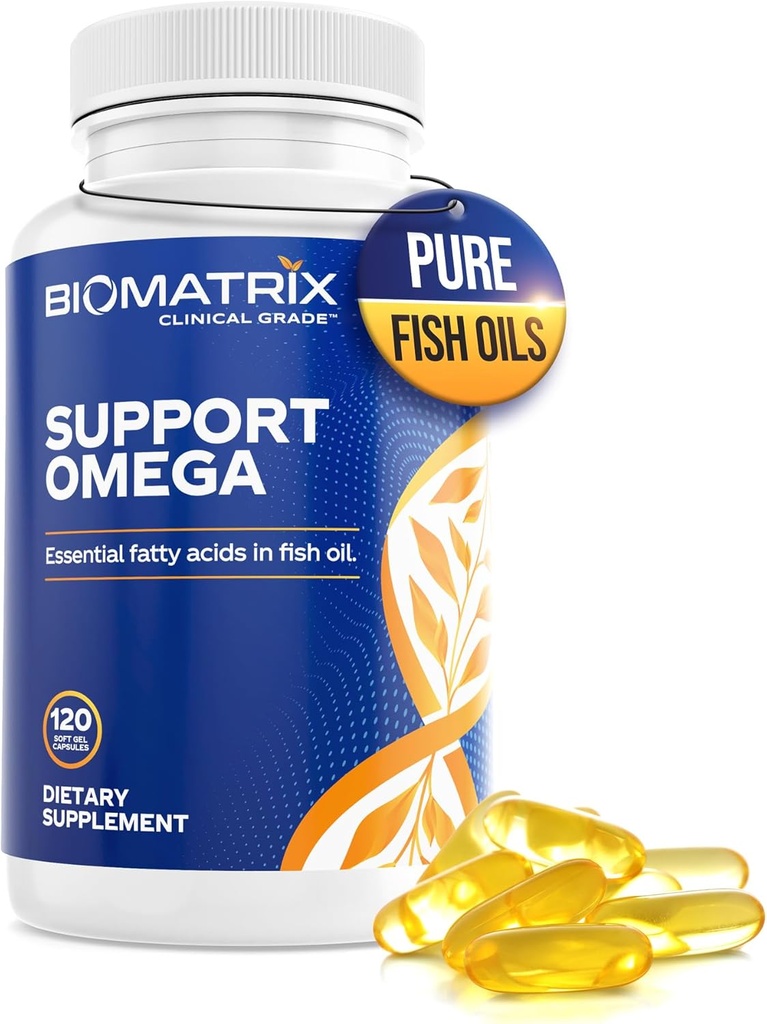 Support Omega (120 gélules) Omega 3 Supplément à l'huile de poisson - Soutien cardiovasculaire, musculosquelettique