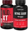 Jacked Factory N.O. XT Supplément à l'oxyde nitrique (90 capsules) & Nitrosigine L-Arginine Nitric Oxide Booster (90 capsules) pour la croissance musculaire, les pompes, la vasculaire & l'énergie