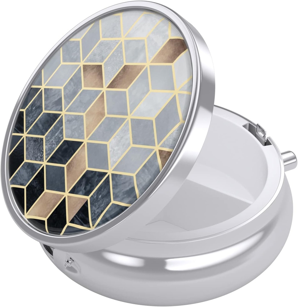 Boîte à pilules Nipichsha, petit cas de pilule pour la Purse & Pocket, Mignon organisateur de médecine de voyage, porte-conteneur de médicament portable pour contenir des vitamines, médicaments, huile de poisson et suppléments, diamant or