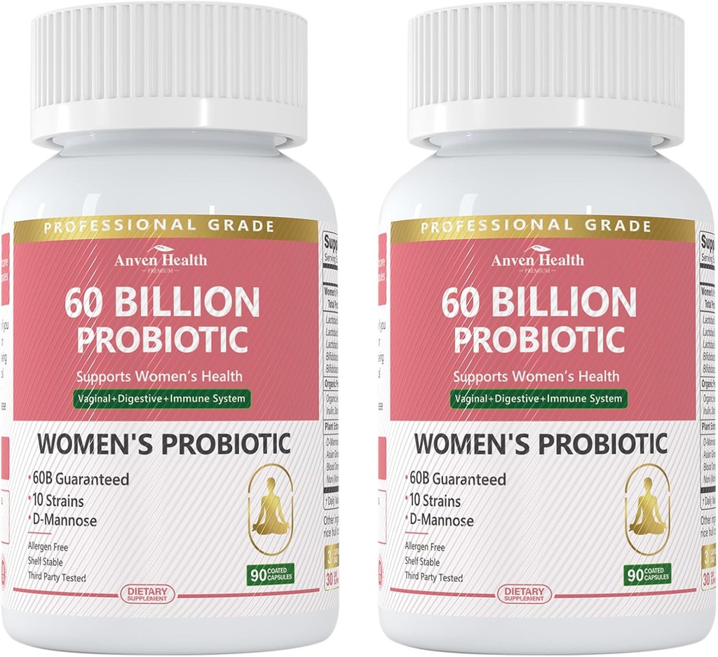 Probiotiques et prébiotiques pour les femmes pH Balance & Digestion - 60 Million de probiotique vaginal avec canneberge et D-mannose pour Gut, Urinaire, Santé immunitaire, Végétalien & Non-GMO