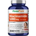NusaPure Niacinamide 1000mg 200 Veggie Capsules (Non-GMO, Vegan) Flush Free