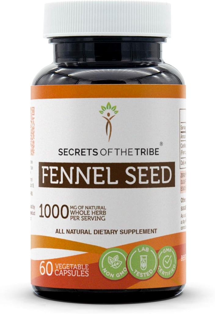 Secrets of the Tribe Fennel Seed 60 Capsules, 1000 mg, Fennel Seed (Foeniculum vulgare) Dried Seed (60 Capsules)