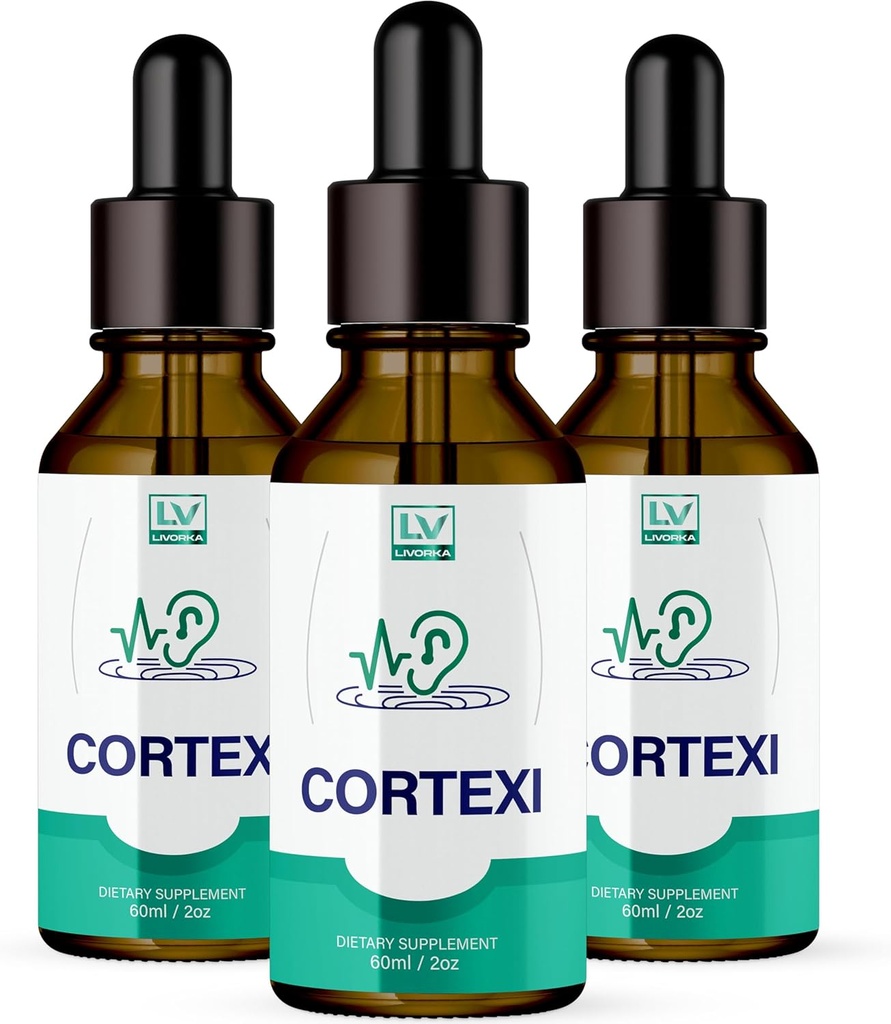 LIVORKA Cortexi gouttes orales à boire - Formule pour la santé de l'oreille, support auditif - Pack de 3 bouteilles (90 jours d'approvisionnement)