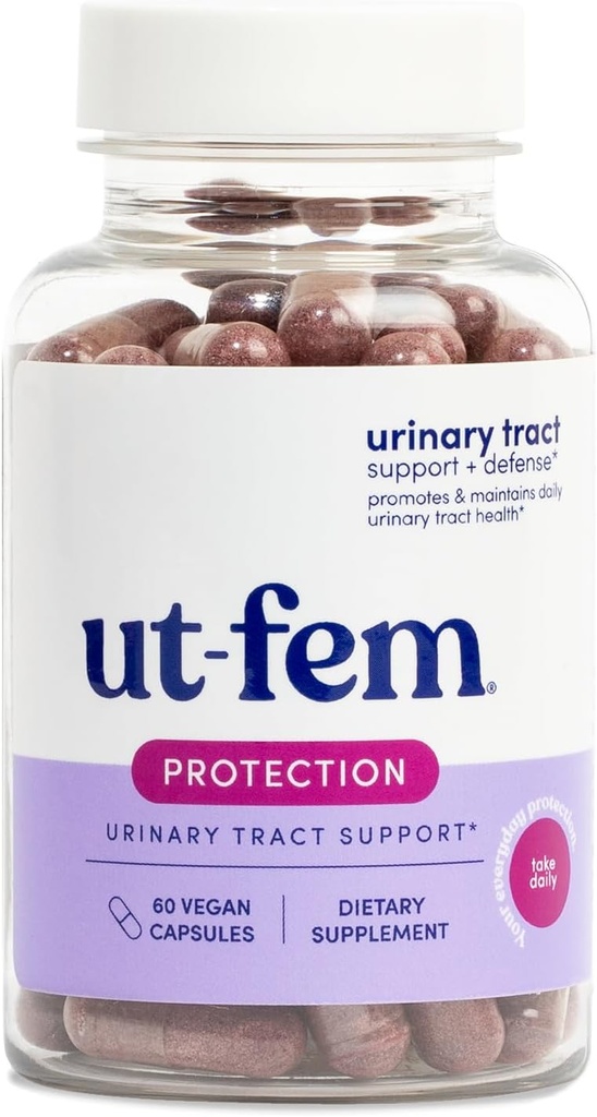 Protection UT-Fem - Défense du piège urinaire pour les femmes, 3-en-1 Formule quotidienne de défense pour protéger la santé du piège urinaire, D-Mannose, Cranberry + Hibiscus, Supplément naturel - 60 Capsules Vegan