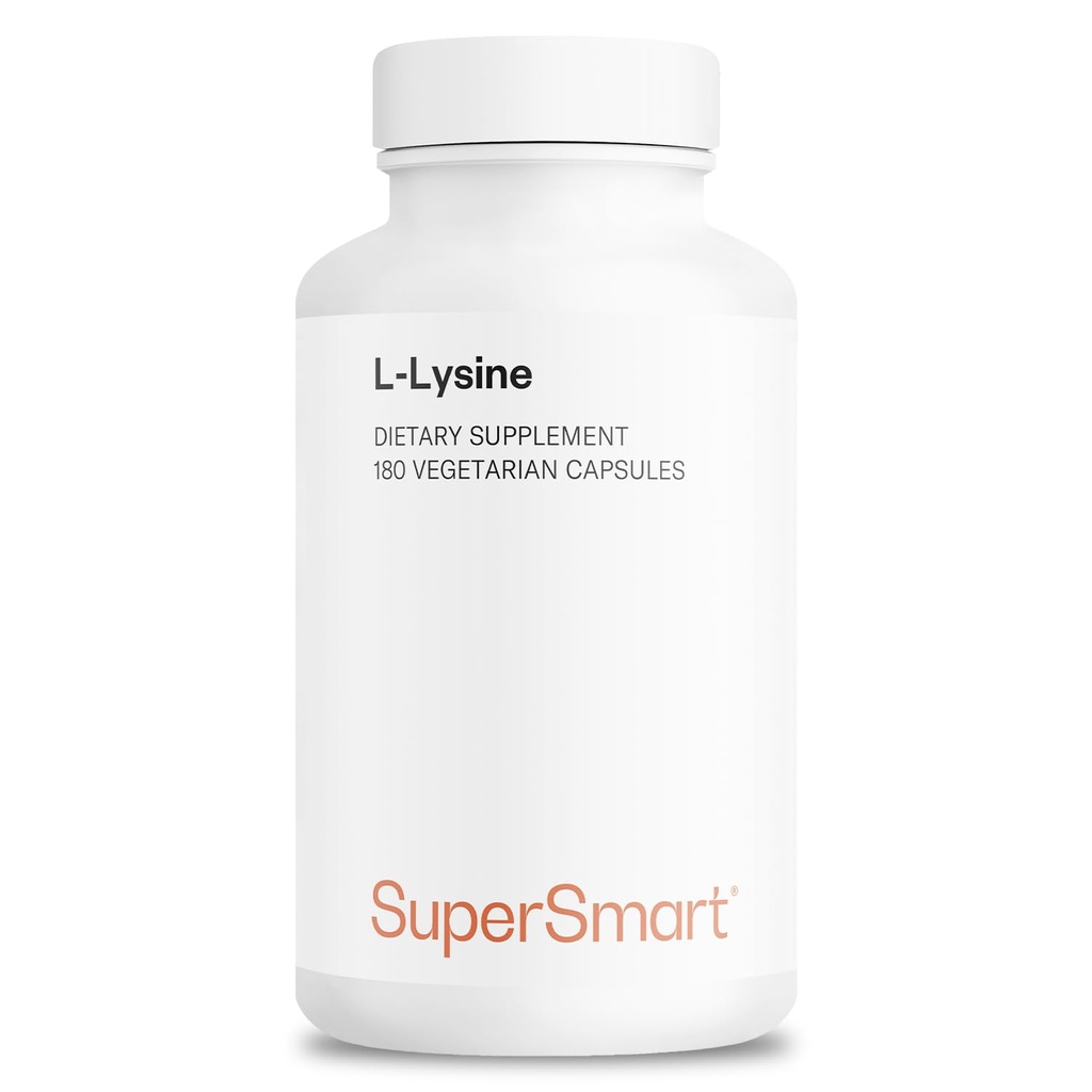 Supersmart - L-Lysine 6000mg par jour (haute résistance) - Supplément Lysine à l'acide amino essentiel - 180 capsules végétariennes