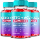 (3 Pack) Keto ACV Gummies Advanced Weight Loss, ACV Keto Gummies for Weight Loss Women Men Keto + 1000MG Apple Cider Vinegar Advanced Fat Burn Dietary Support Gummy Supplement Formula (180 Gummies)