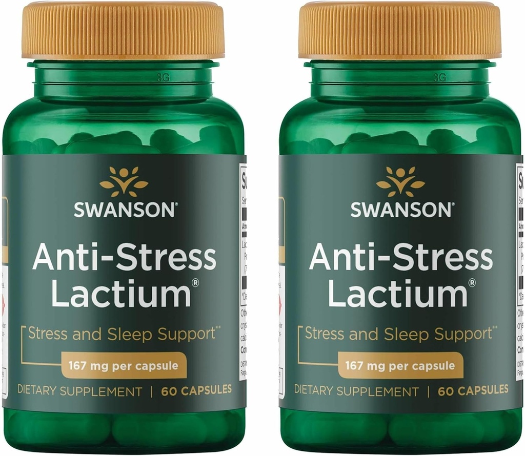 Swanson Formule anti-stress pour femmes (Lactium) - aide à contrer le stress, favorise la relaxation et le soutien du sommeil - (60 Capsules, 167mg) 1 Pack (2 Pack)