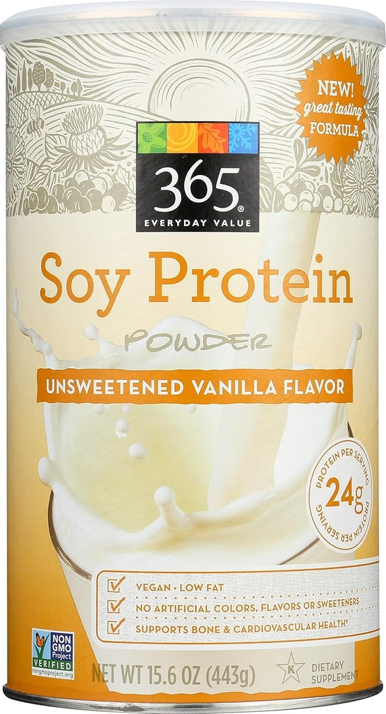 365 Valeur quotidienne, Poudre de protéines de soja, Saveur de vanille non sucrée, 15,63 oz