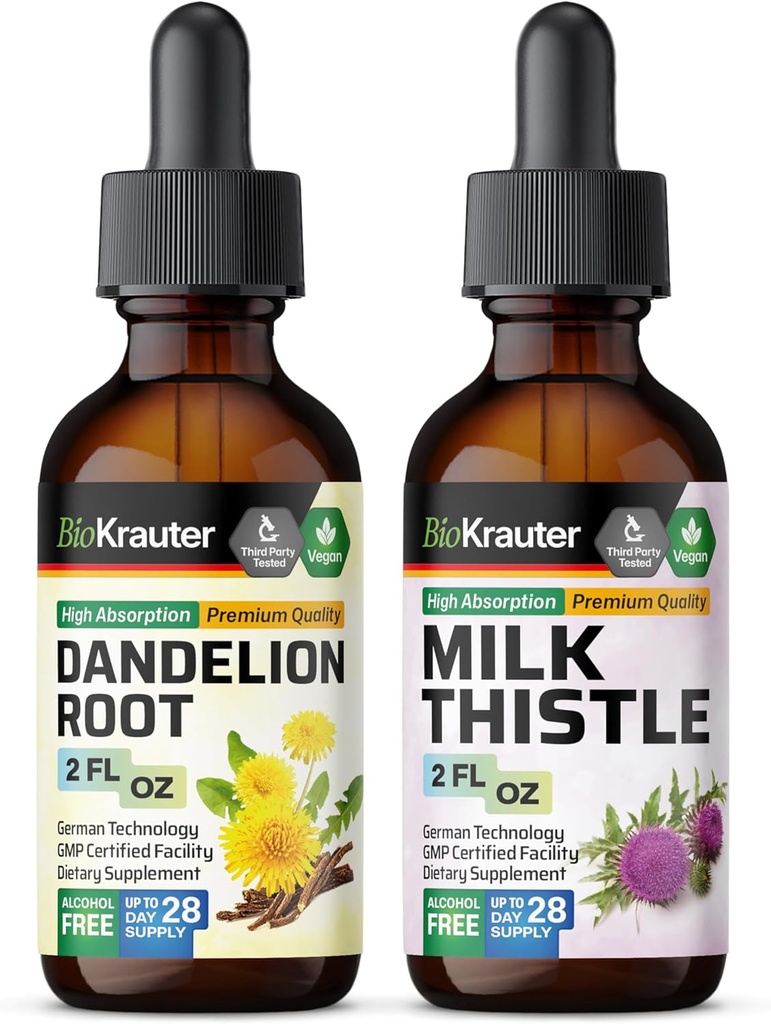 BIO KRAUTER Teinture de dandelion 2 Fl. Oz. & Lait Teinture de chardon 2 Fl. Oz.