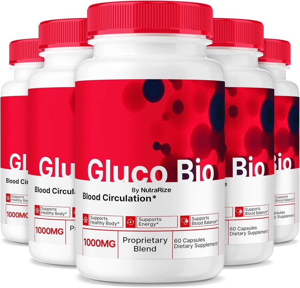 (5 packs) GlucoBio Capsules, Supplément officiel de soutien du sang Gluco Bio, Formule tout naturel pour soutenir la santé et le bien-être dans l'ensemble, pilules vitaminiques premium, Avis GlucoBio (300 capsules)